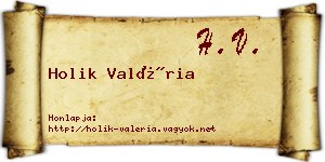 Holik Valéria névjegykártya